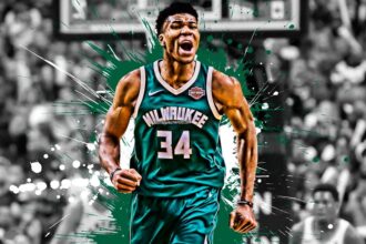 giannis antetokounmpo greek basketball player milwaukee bucks forward white green paint splashes