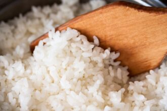 white rice in a metal pan picture id463782257