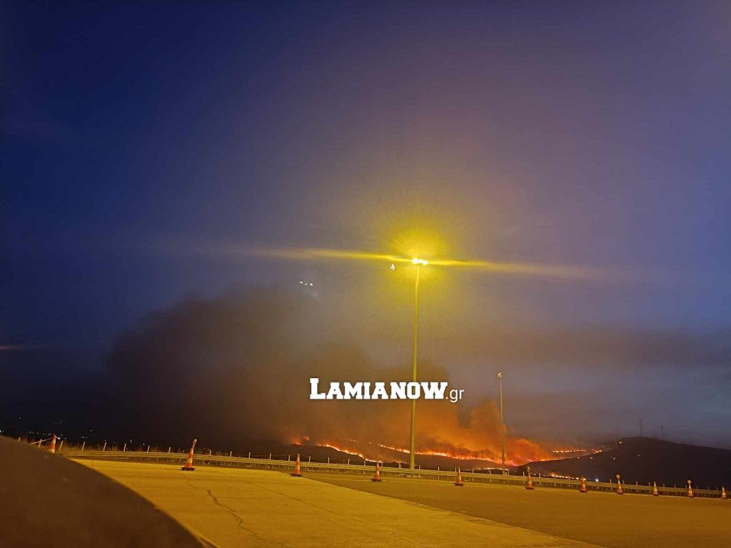 , Μεγάλη φωτιά δίπλα στην Ε.Ο Αθηνών &#8211; Λαμίας στο ύψος της Θήβας (ΦΩΤΟ-ΒΙΝΤΕΟ)