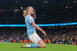 erling haaland manchester city celebrates 812865934