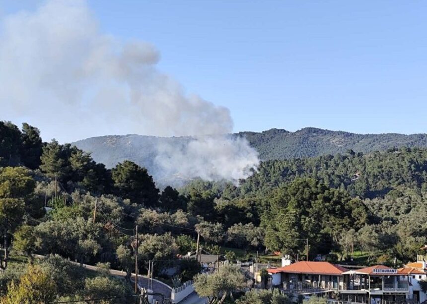 Πινακίδα ή τοπίο σε δασική περιοχή της Φθιώτιδας με αυξημένο κίνδυνο πυρκαγιάς