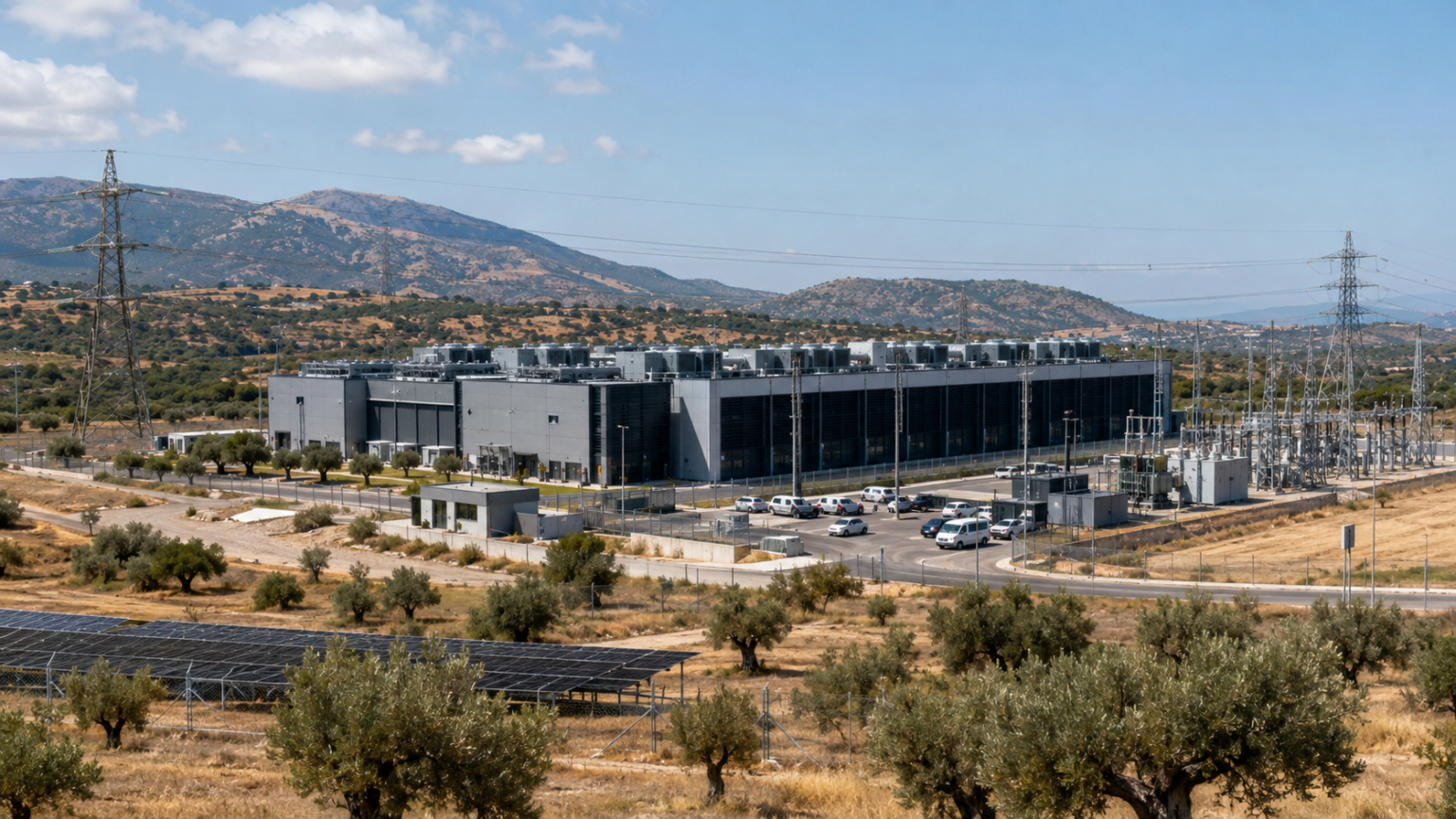 Εγκατάσταση data center με κτίρια και τεχνικές υποδομές σε βιομηχανική περιοχή