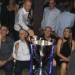 Ο Γρηγόρης Δημητριάδης στο νυχτερινό κέντρο διασκέδασης για τη γιορτή του Ολυμπιακού