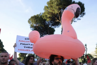 Διαδηλωτές στην Αλβανία για το προτεινόμενο τουριστικό θέρετρο κοντά σε προστατευόμενη περιοχή με φλαμίνγκο