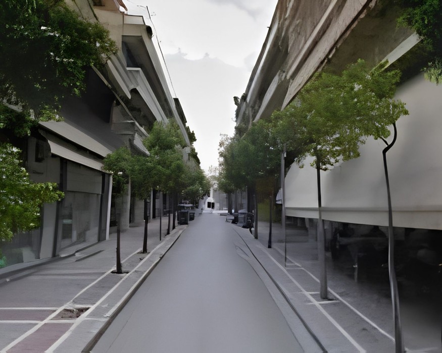 Γερανοφόρο όχημα πραγματοποιεί κλάδεμα υψηλών δέντρων σε δρόμο της Λαμίας