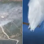 Πυροσβεστικές δυνάμεις επιχειρούν στη φωτιά στην περιοχή Αλμυροπόταμος στην Κάρυστο Ευβοίας