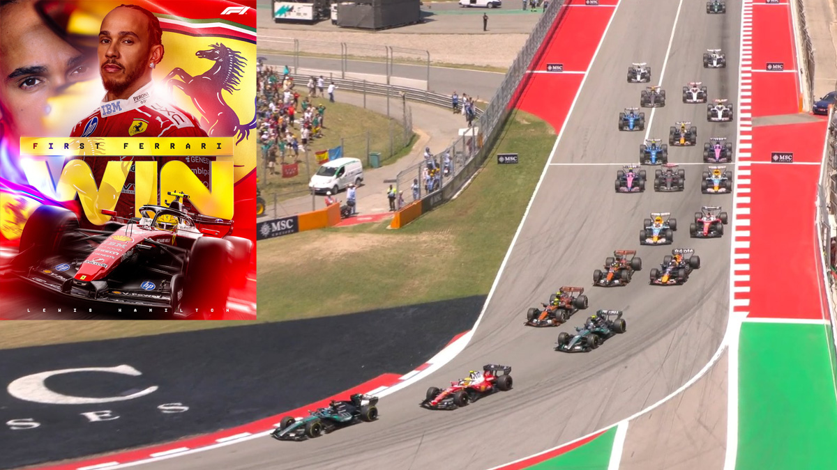Ο Lewis Hamilton πανηγυρίζει την πρώτη του νίκη με τη Ferrari στο GP Βαρκελώνης