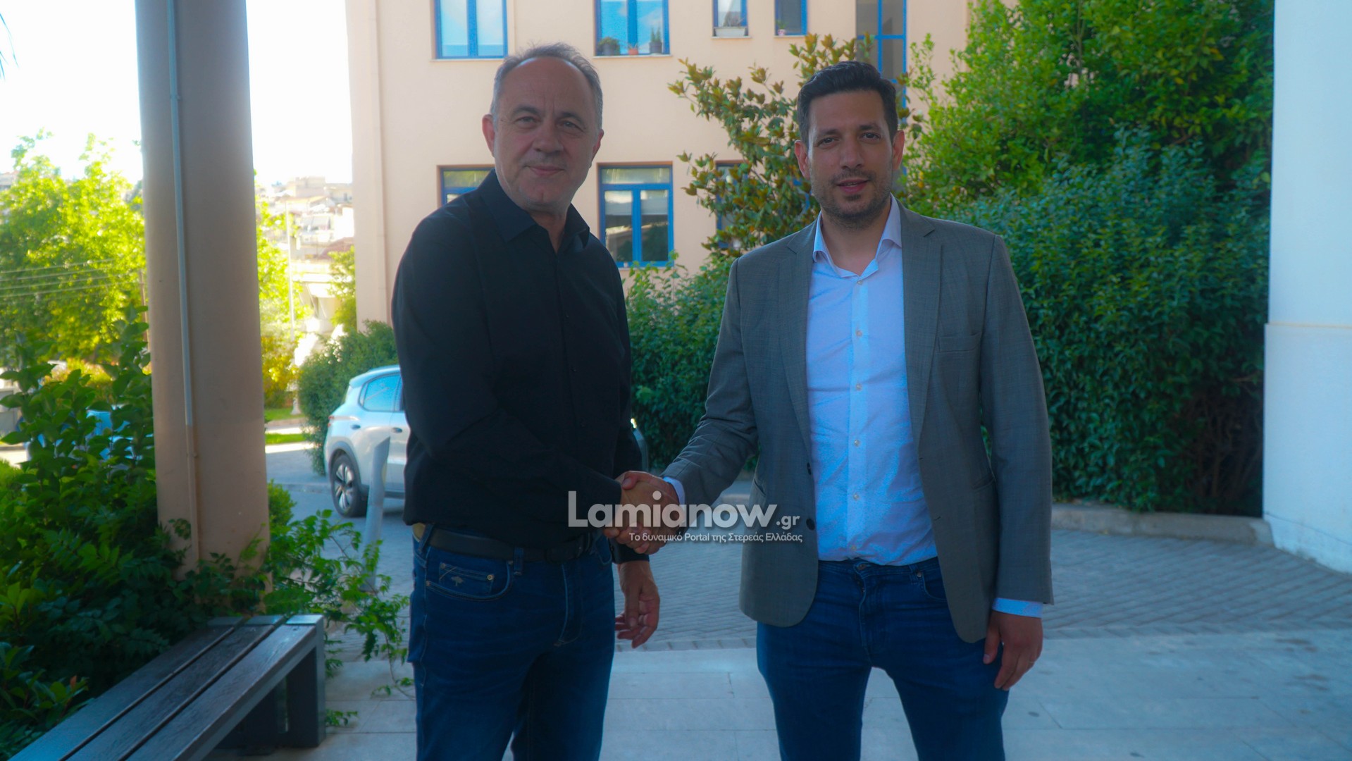 Ο Κωνσταντίνος Κυρανάκης στο Δημαρχείο Λαμίας με τον δήμαρχο Πανουργιά Παπαϊωάννου