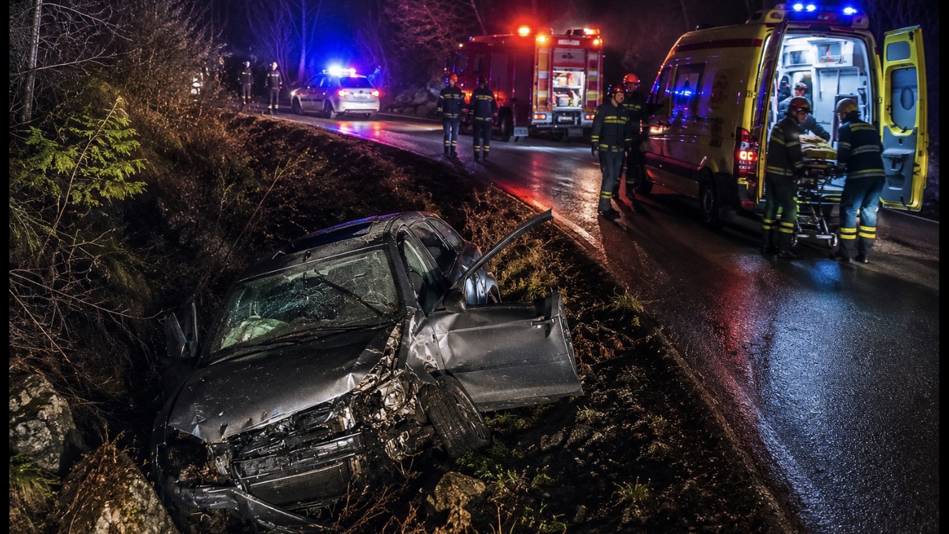 Ασθενοφόρο και δυνάμεις διάσωσης στο σημείο σοβαρού τροχαίου στη Φωκίδα