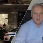 Αστυνομικές δυνάμεις έξω από το γραφείο του ποινικολόγου Σταύρου Γεωργίου στην οδό 3ης Σεπτεμβρίου