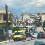 Τροχαίο ατύχημα στην οδό Καρπενησίου στη Λαμία με την παρουσία ασθενοφόρου του ΕΚΑΒ