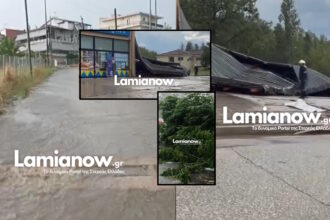 Στέγη κτιρίου που παρασύρθηκε από τον άνεμο στη Μακρακώμη μετά το μπουρίνι στη Φθιώτιδα