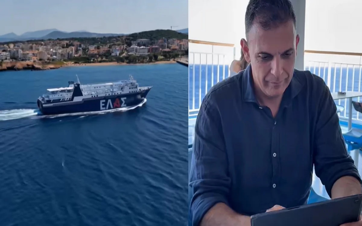 Ο Γιώργος Καραμέρος σε βίντεο ανακοινώνει την εγγραφή του στην ΕΛ.Α.Σ. από το πλοίο