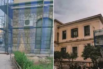 Σκαλωσιές γύρω από το Δικαστικό Μέγαρο Λαμίας