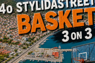 Αφίσα του 4ου Stylida Street Basket 3on3 για τις 7-9 Αυγούστου 2026 στη Στυλίδα