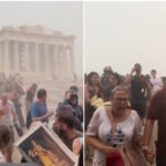 Τουρίστες στην Ακρόπολη τρέχουν για να προφυλαχθούν από την κακοκαιρία