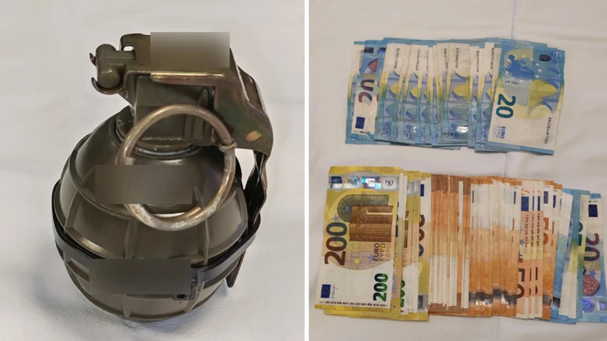 Χειροβομβίδα που εντοπίστηκε μέσα σε χάρτινο ποτήρι, τυλιγμένη με πλαστικό δεματικό